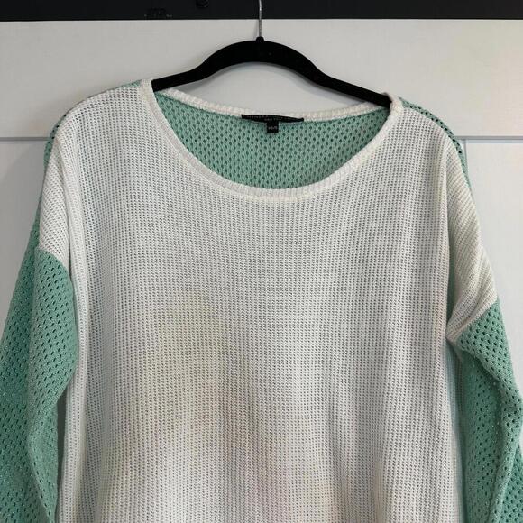 GENERATION LOVE Green and Cream Open Knit Sweater Size XS/S - Picture 3 of 7